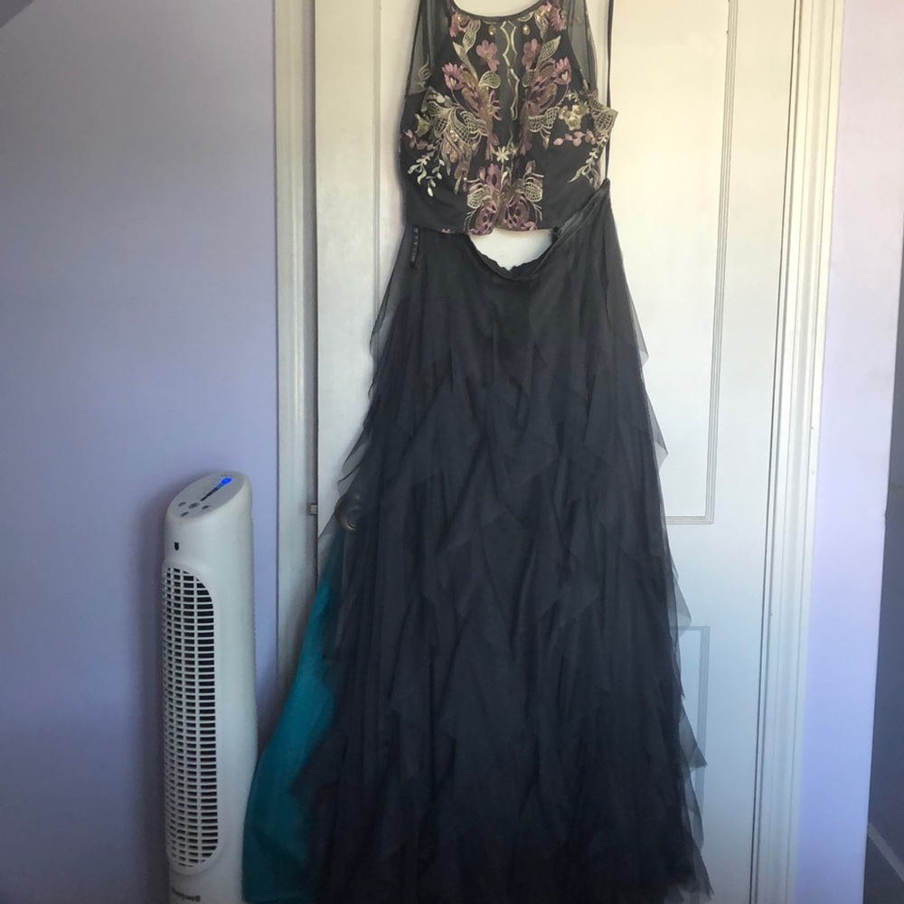 Two piece prom dress.